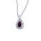 Certified 14k White Gold Pear Ruby and Diamond Pendant