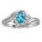 Certified 10k White Gold Oval Blue Topaz And Diamond Ring