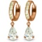 14K Solid Rose Gold Dangling Cubic Zirconia Hoop Earrings