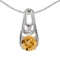 Certified 14k White Gold Round Citrine And Diamond Pendant