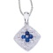 Certified 14k White Gold Sapphire and Diamond Filigree Pendant