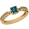 0.77 Ctw I1/I2 Treated Fancy Blue And White Diamond Platinum 14K Yellow Gold Plated Ring