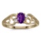 Certified 10k Yellow Gold Oval Amethyst And Diamond Ring