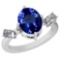 3.39 Ctw VS/SI1 Tanzanite And Diamond Platinum Ring