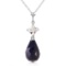 9.3 Carat 14K Solid White Gold Necklace White Topaz Sapphire