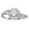 Certified 14k White Gold Oval White Topaz And Diamond Satin Finish Ring