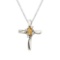 Certified 14K White Gold Citrine and Diamond Cross Pendant