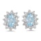 Certified 14k White Gold Oval Aquamarine And Diamond Earrings