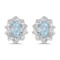 Certified 10k White Gold Oval Aquamarine And Diamond Earrings 0.29 CTW