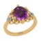 2.63 Ctw I2/I3 Amethyst And Diamond 10K Yellow Gold Promises Ring