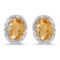 Certified 14k Yellow Gold Oval Citrine And Diamond Earrings