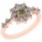 0.92 Ct Natural Yellow Diamond I2/I3And White Diamond I2/I3 14k Rose Gold Engagement Halo Ring