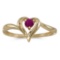 Certified 10k Yellow Gold Round Ruby Heart Ring
