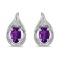 Certified 14k White Gold Oval Amethyst And Diamond Earrings 0.7 CTW