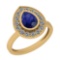 1.77 Ctw Blue Sapphire And Diamond I2/I3 14K Yellow Gold Vintage Style Ring
