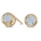 Certified 14k Yellow Gold Round Aquamarine Bezel Stud Earrings