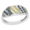 0.25 Ctw SI2/I1 Treated Fancy Blue ,Black,Yellow And White Diamond 14K Yellow Gold Ring