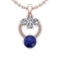 4.15 Ctw I2/I3 Blue Sapphire And Diamond 14K Rose Gold Necklace