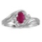 Certified 10k White Gold Oval Ruby And Diamond Ring