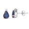 Certified 14k White Gold Pear Shape Sapphire And Diamond Earrings