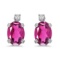 Certified 14k White Gold Oval Pink Topaz And Diamond Earrings