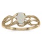 Certified 10k Yellow Gold Oval Opal And Diamond Curve Ring 0.21 CTW