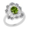 1.10 Ctw I2/I3 Peridot And Diamond 10K White Gold Ring