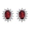 Certified 14k White Gold Oval Garnet And Diamond Earrings 0.98 CTW