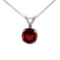 Certified 14k White Gold 6mm Round Garnet Stud Pendant (.85 ct)