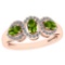 1.00 Ctw Peridot And Diamond I2/I3 14K White Gold three Stone Ring