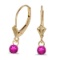 Certified 14k Yellow Gold 5mm Round Genuine Pink Topaz Lever-back Earrings 0.06 CTW