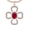 1.66 Ctw I2/I3 Ruby And Diamond 14K Rose Gold Necklace