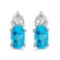 Certified 14k White Gold Oval Blue Topaz Earrings