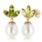 9.5 Carat 14K Solid Gold Dangling Earrings pearl Peridot