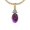 Certified 6.47 Ctw I2/I3 Amethyst And Diamond 14K Yellow Gold Pendant