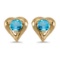 Certified 14k Yellow Gold Round Blue Topaz Heart Earrings