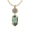 Certified 10.07 Ctw Green Amethyst And Diamond I1/I2 10K Yellow Gold Pendant