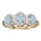Certified 14k Yellow Gold Oval Aquamarine And Diamond Three Stone Ring