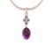 Certified 11.43 Ctw I2/I3 Amethyst And Diamond 14K Rose Gold Pendant