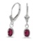 Certified 14k White Gold Oval Rhodolite Garnet Bezel Lever-back Earrings