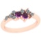 0.44 Ctw VS/SI1 Amethyst And Diamond 10K Rose Gold Vintage Ring