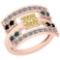 0.97 Ctw SI2/I1 Treated Fancy Black ,Yellow,Blue,White Diamond 14K Rose Gold Ring