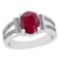 2.68 Ctw VS/SI1 Ruby And Diamond Platinum Vintage Style Ring