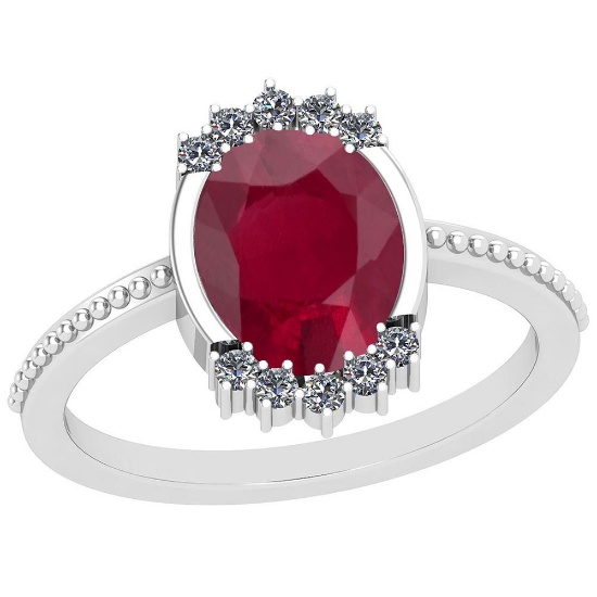 2.64 Ctw VS/SI1 Ruby And Diamond Platinum Vintage Style Ring