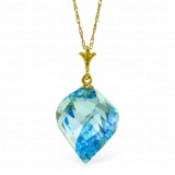 13.9 Carat 14K Solid Gold Necklace Twisted Briolette Blue Topaz