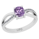 0.62 Ctw I2/I3 Amethyst And Diamond 10K White Gold Ring