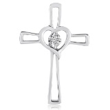 Certified 14K White Gold Diamond Cross Pendant