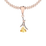 Certified 2.10 Ctw I2/I3 Citrine And Diamond 14K Rose Gold Pendant