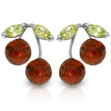 2.9 Carat 14K Solid White Gold Earrings Garnet Peridot