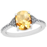 2.89 Ctw VS/SI1 Citrine And Diamond Platinum Vintage Style Ring